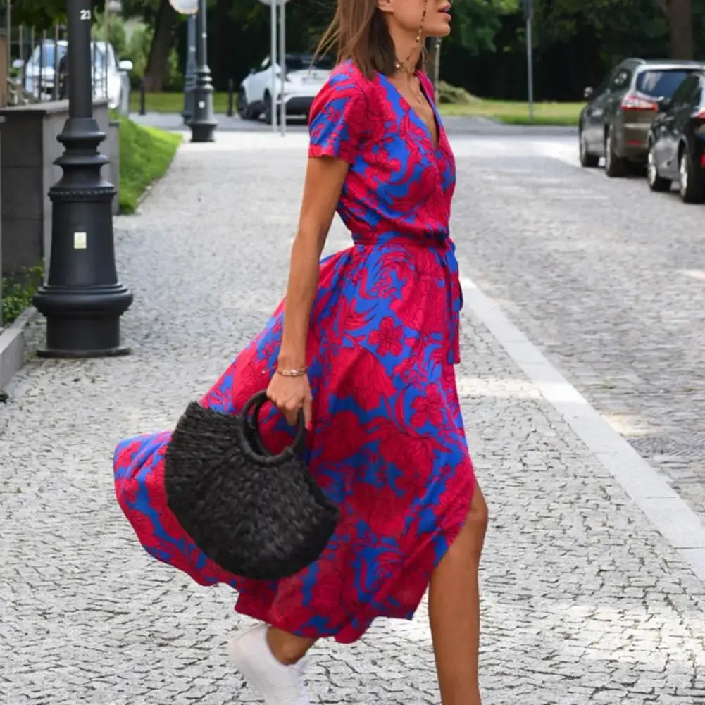 Wickelkleid mit Blumenmuster für Damen
