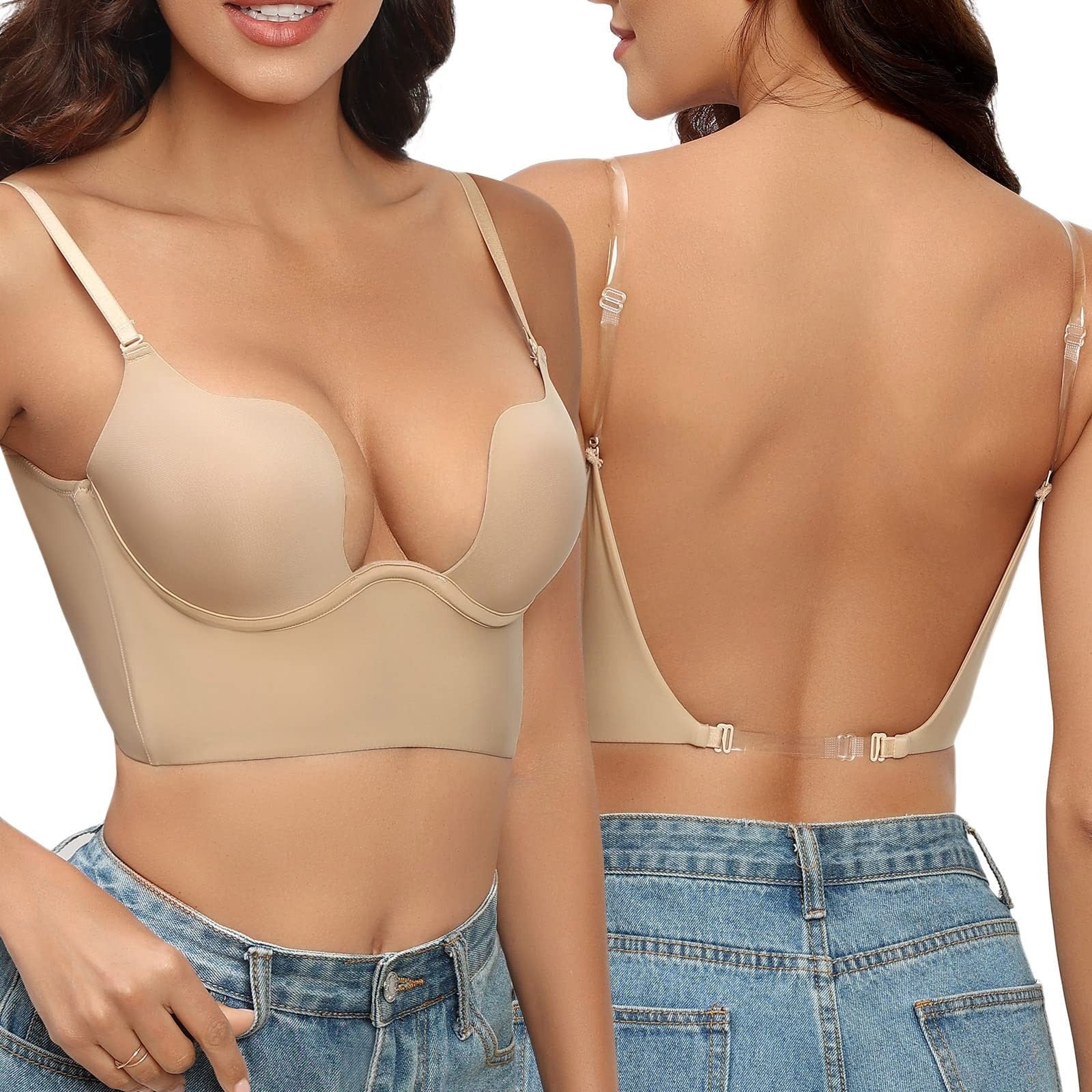Rückenfreier BH für Damen | Nahtloser Push-up BH für rückenfreie Kleider und tiefe Ausschnitte | Bequemer Halt für jeden Tag