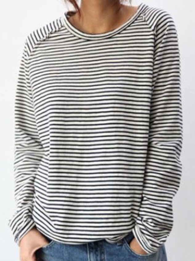 Striped Longsleeve for Women | Comfortable Long-Sleeve Shirt with Crew Neck | Loose-Fitting Sweatshirt in a Maritime Stripe Look