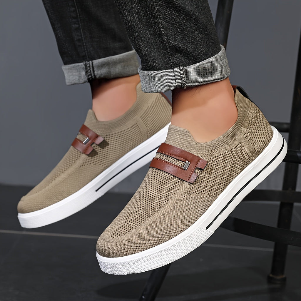 Men's Slip-On Sneakers | Breathable Knit Shoes for Everyday Wear | Lightweight Casual Shoes Without Laces & Comfortable