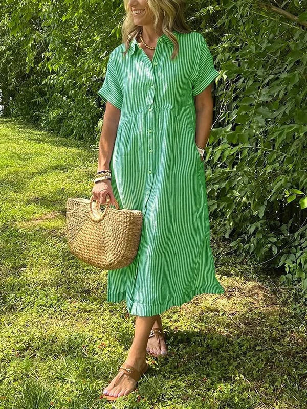 Gestreiftes Kleid mit Knopfleiste