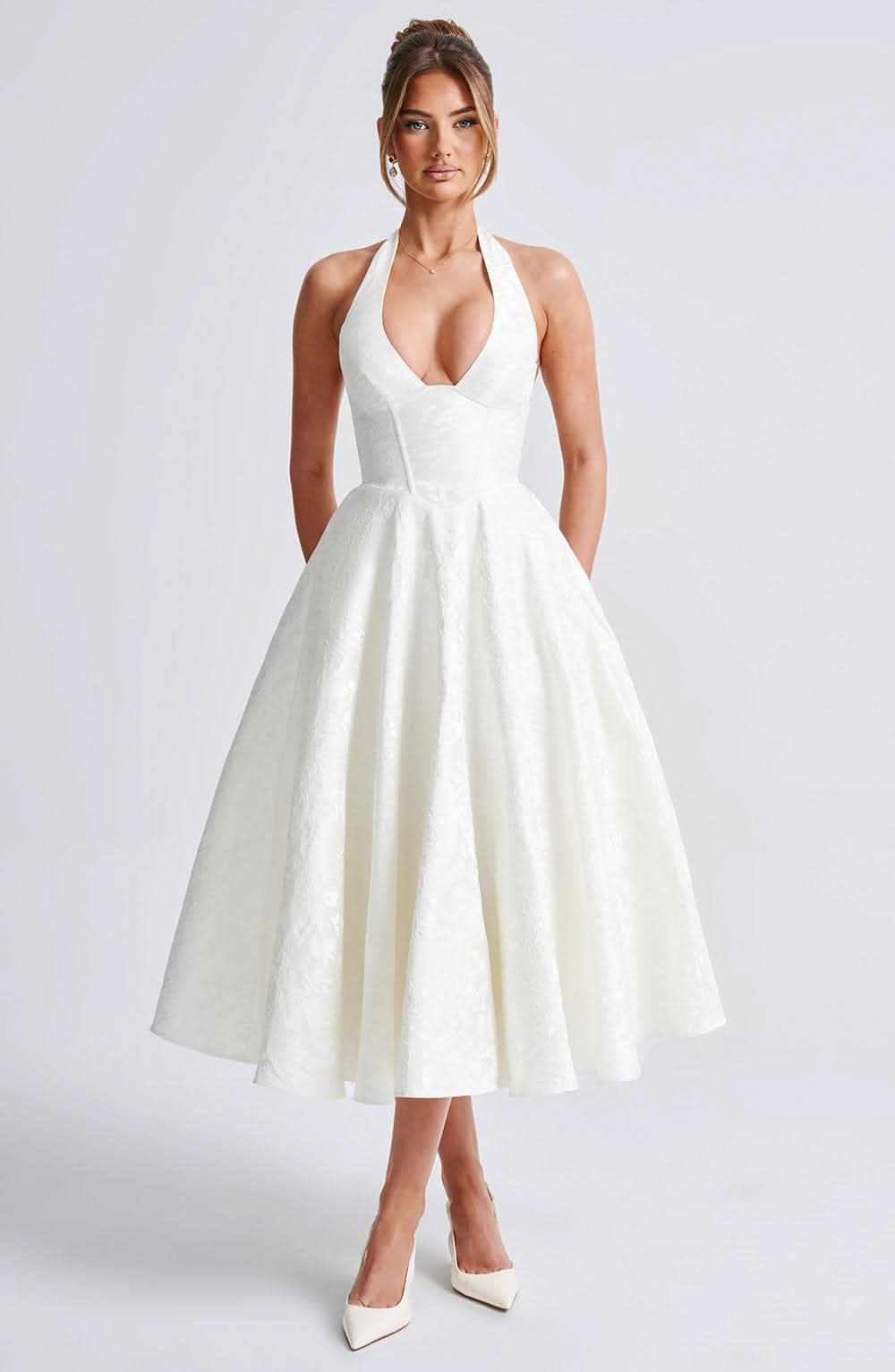 Women's Wedding Guest Floral Halter Midi Dress - product image 14