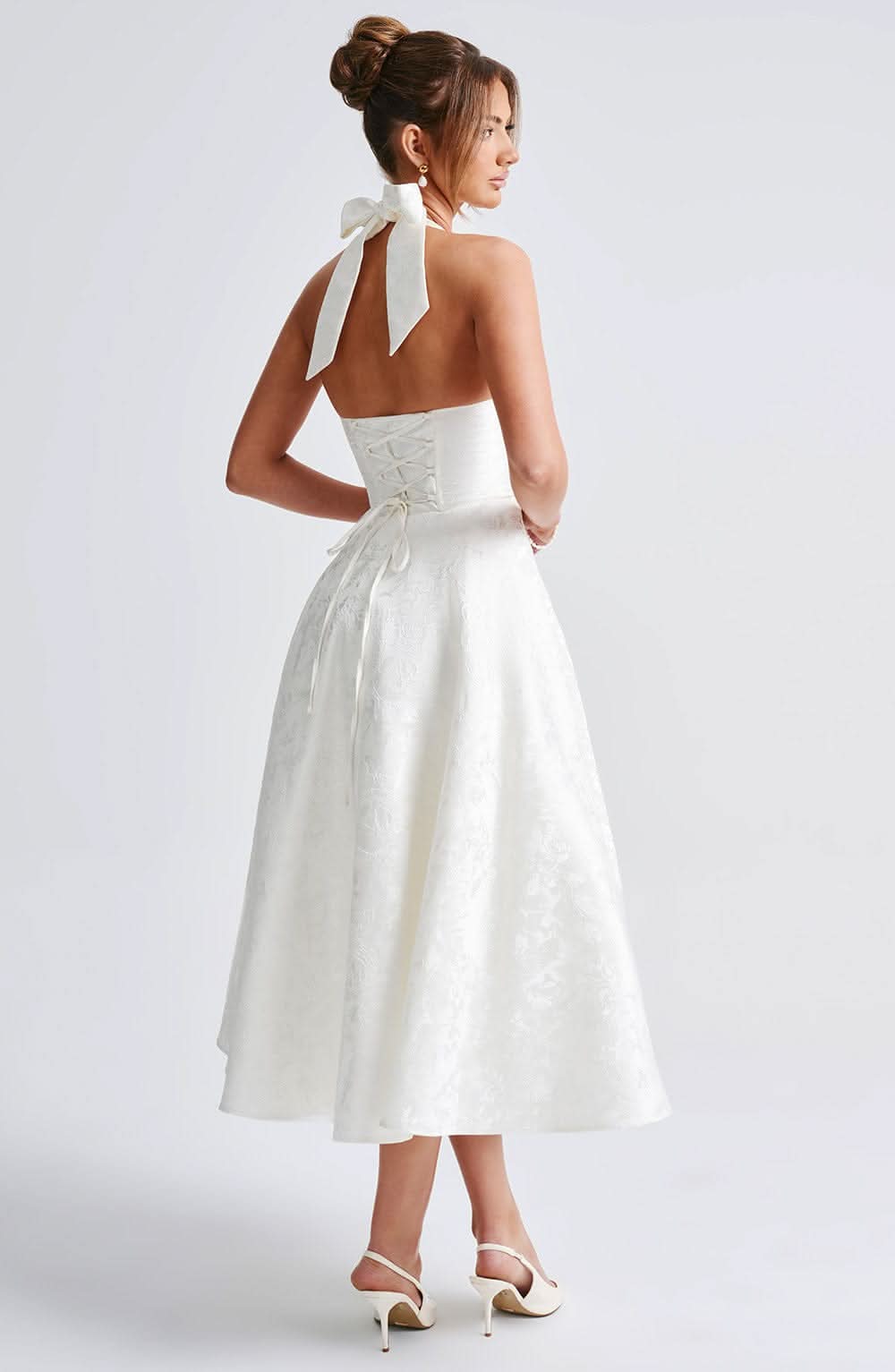 Women's Wedding Guest Floral Halter Midi Dress - product image 9