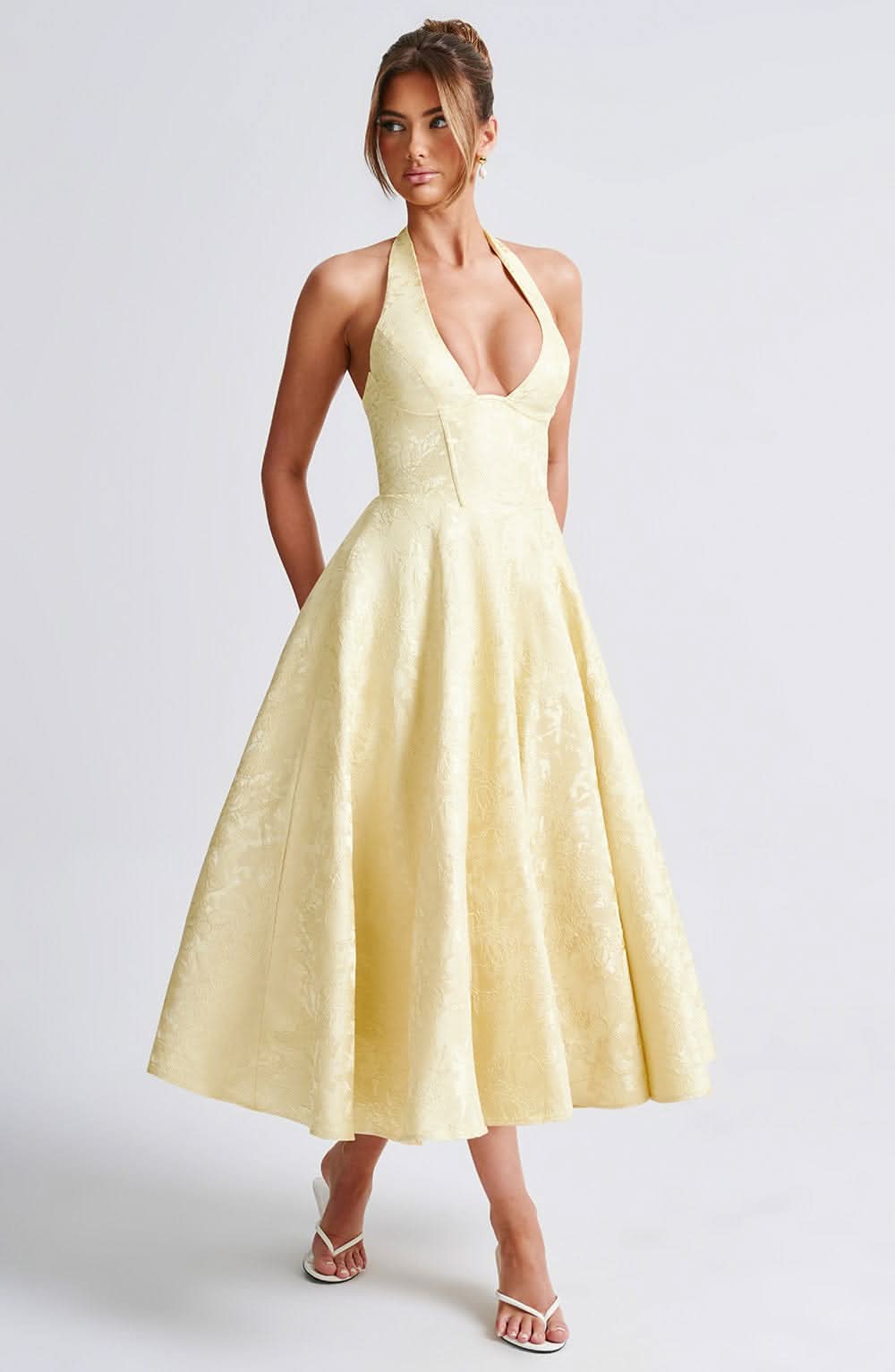 Women's Wedding Guest Floral Halter Midi Dress - product image 1