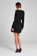 Langarm Tweed Minikleid für Damen mit Perlendetails und elegantem Schnitt