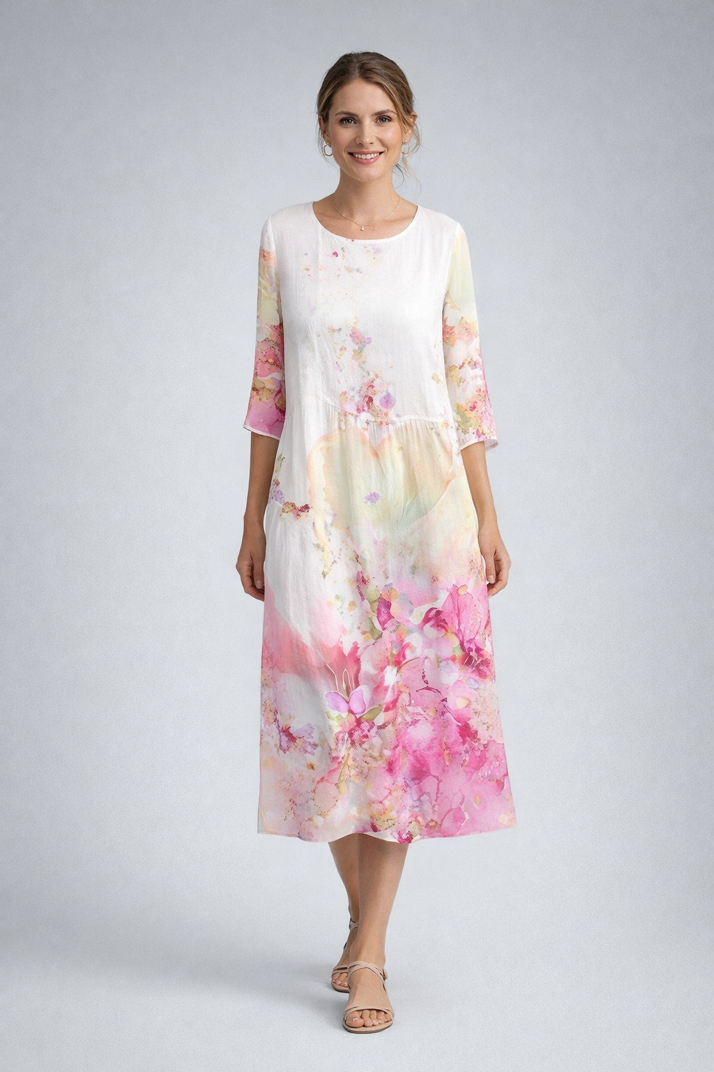 Damen Sommerkleid mit Blumenmuster | Leichtes Midikleid aus Baumwolle | Luftiges Design für Alltag und besondere Anlässe