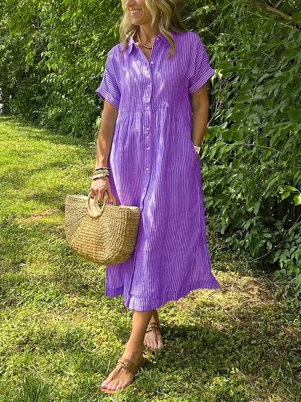 Gestreiftes Kleid mit Knopfleiste
