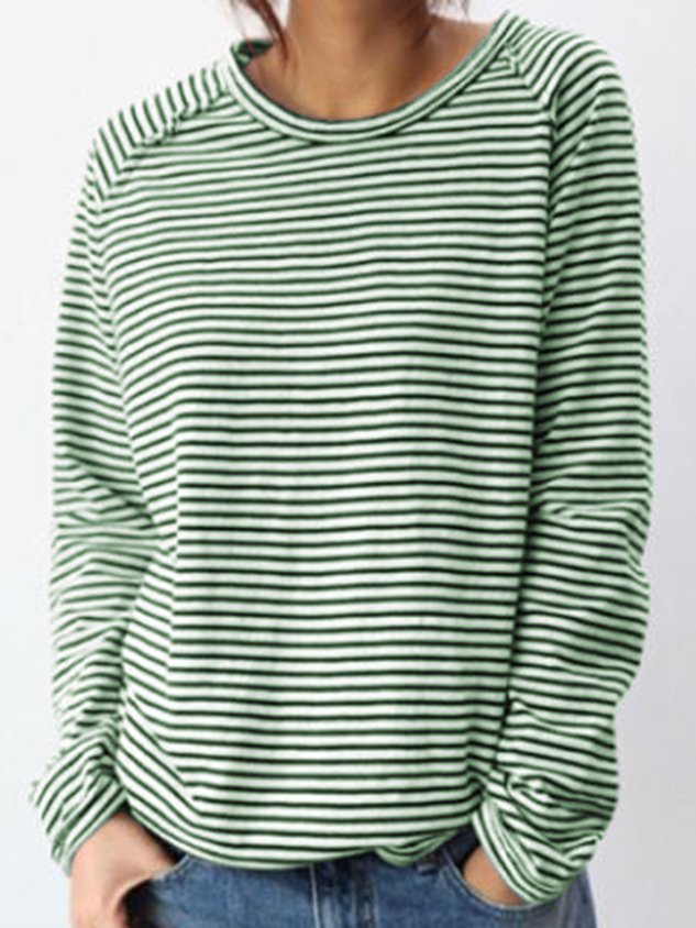 Striped Longsleeve for Women | Comfortable Long-Sleeve Shirt with Crew Neck | Loose-Fitting Sweatshirt in a Maritime Stripe Look