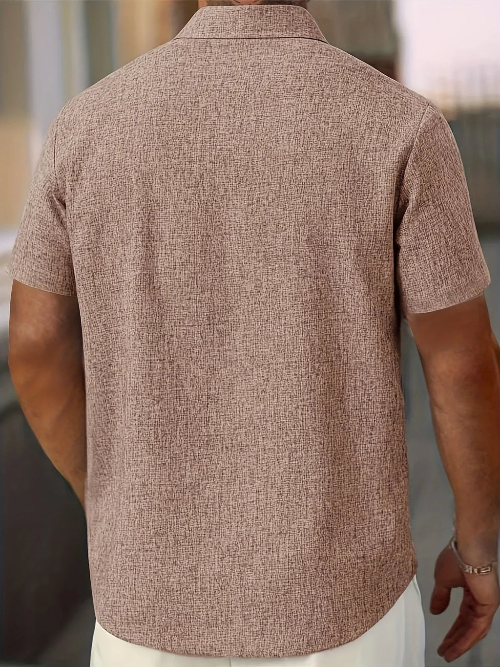 Men's Short-Sleeve Linen Shirt - Lightweight Summer Shirt Made from Linen Blend - Breathable Casual Shirt for Vacation and Everyday Wear