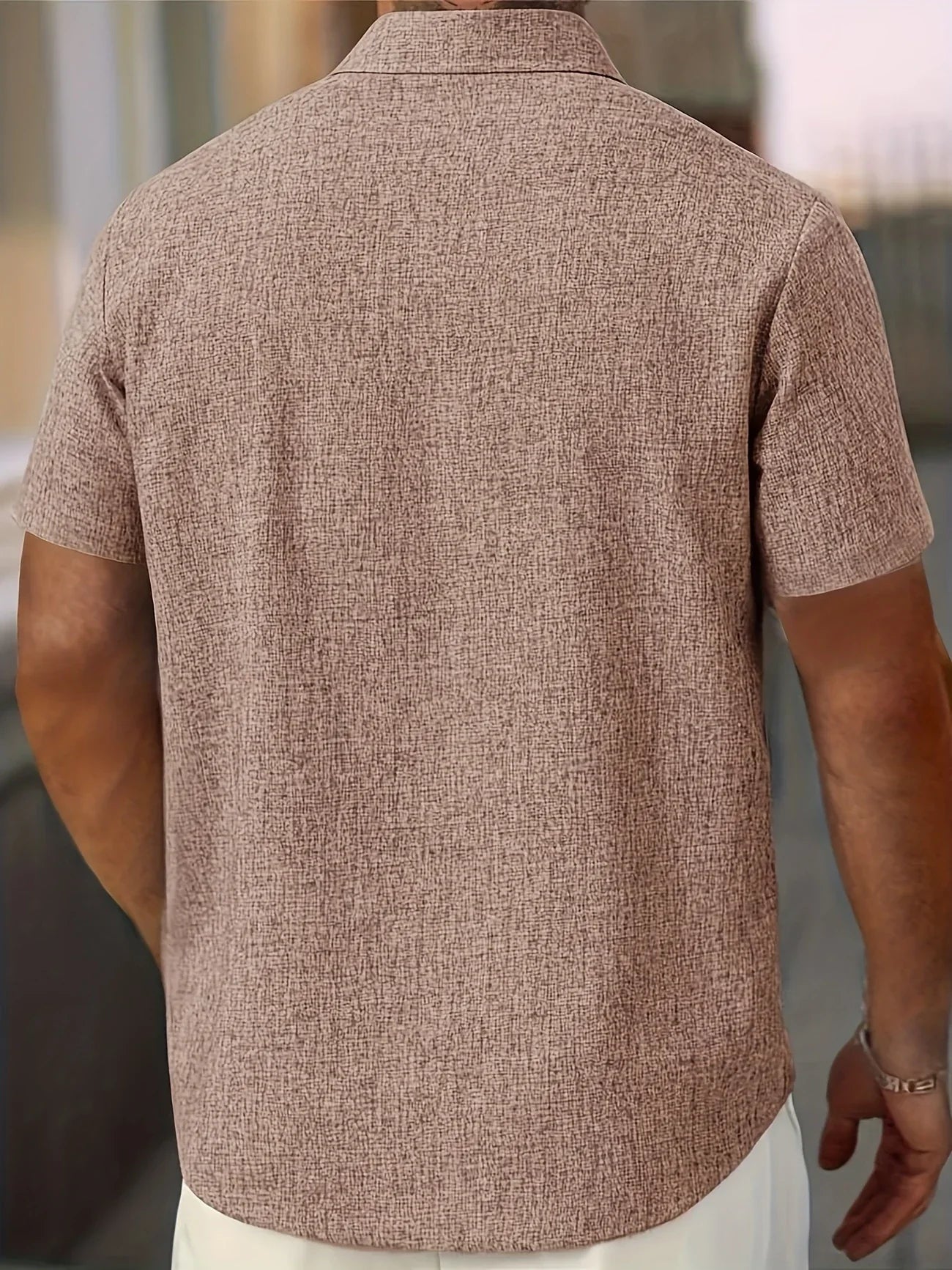 Men's Short-Sleeve Linen Shirt - Lightweight Summer Shirt Made from Linen Blend - Breathable Casual Shirt for Vacation and Everyday Wear