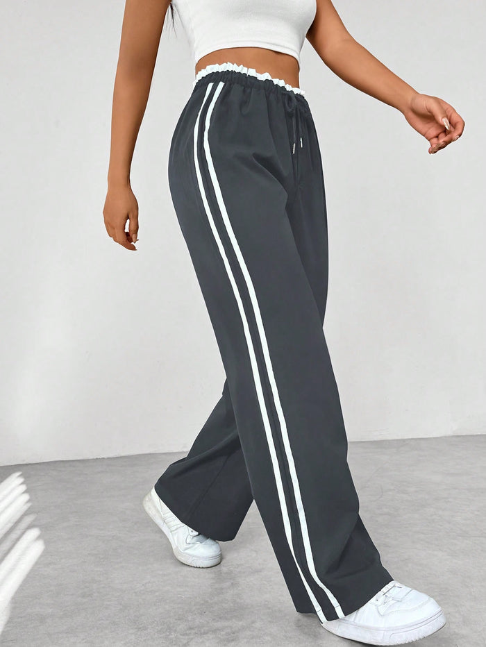 High Waist Jogginghose für Damen | Sportliche Freizeithose mit Seitenstreifen | Bequeme Jogger im Relaxed Fit für Alltag & Sport