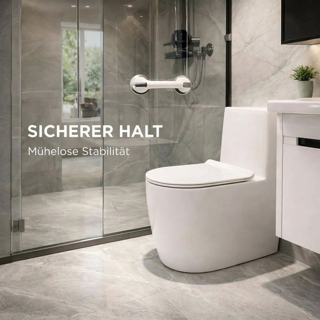 Haltegriff für Dusche, Badewanne oder WC mit Saugnapf – rutschfester Sicherheitsgriff ohne Bohren