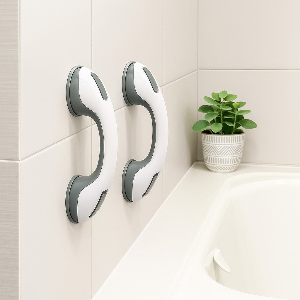 Haltegriff für Dusche, Badewanne oder WC mit Saugnapf – rutschfester Sicherheitsgriff ohne Bohren