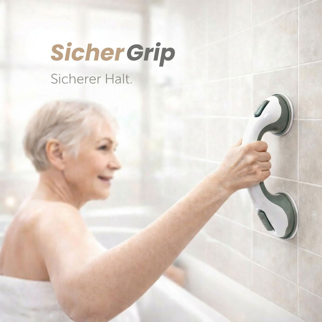 Haltegriff für Dusche, Badewanne oder WC mit Saugnapf – rutschfester Sicherheitsgriff ohne Bohren