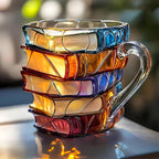 Bunter 3D-Bücher-Becher aus Kunstharz