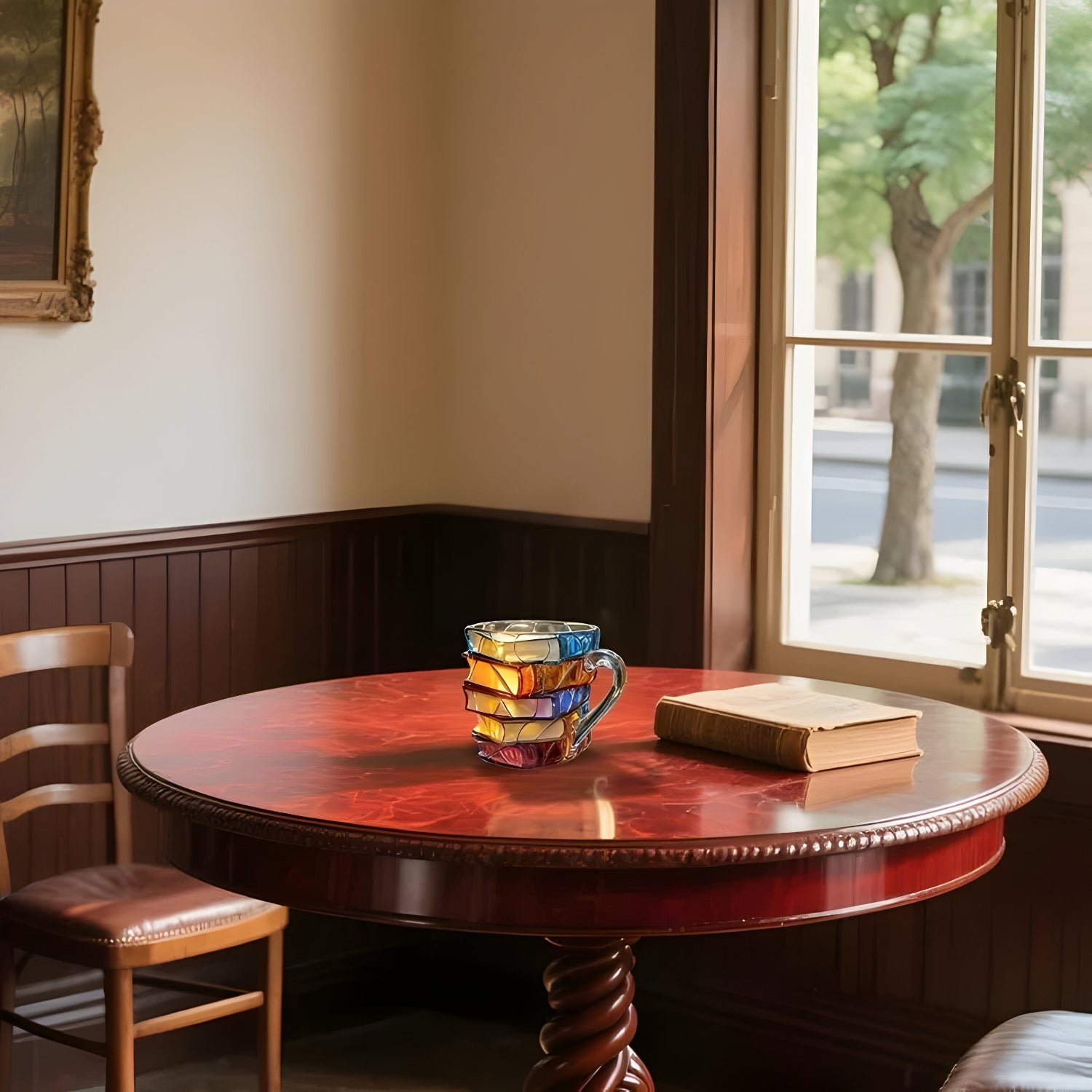 Bunter 3D-Bücher-Becher aus Kunstharz