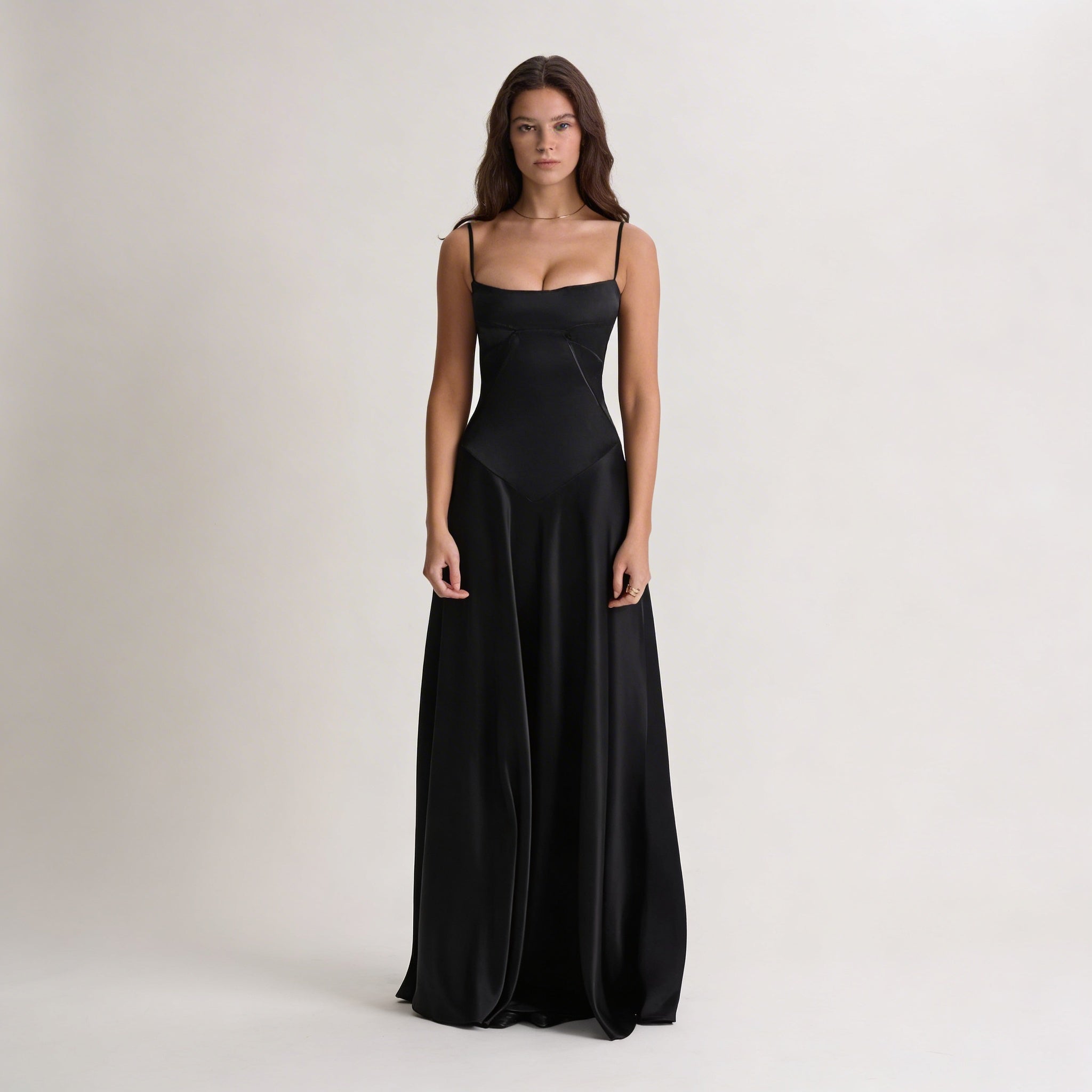 Floor-length silk satin dress
