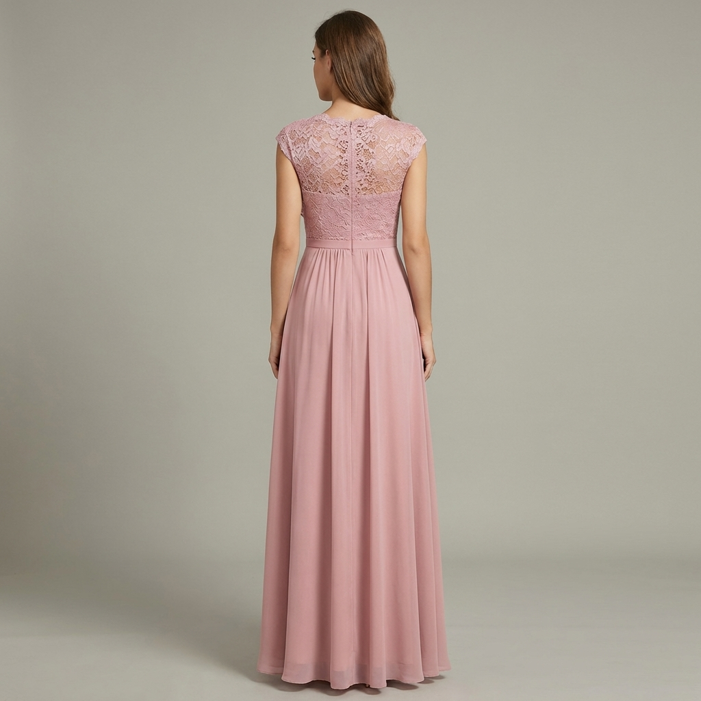 Elegantes Maxi-Chiffonkleid mit Blumenmuster und V-Ausschnitt