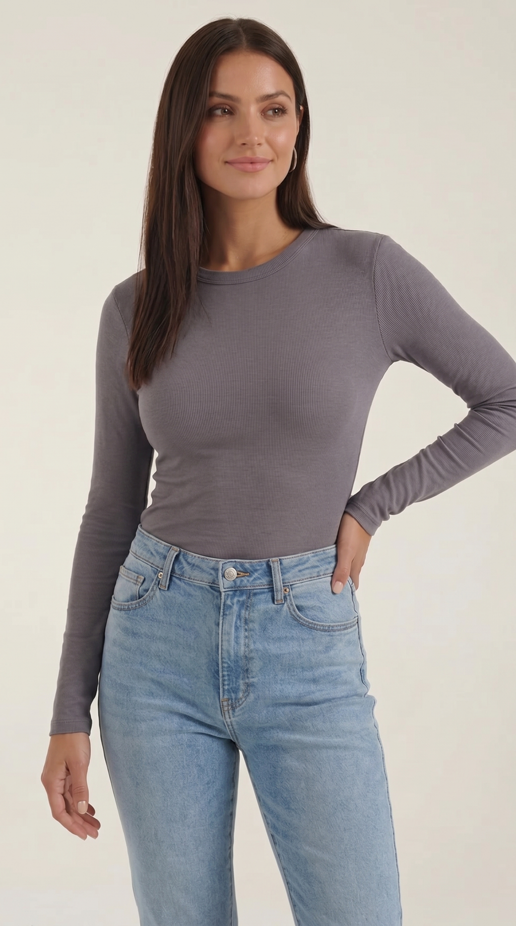 Langarmshirt mit gerippter Struktur