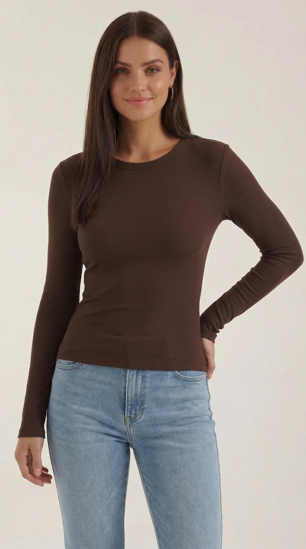 Langarmshirt mit gerippter Struktur
