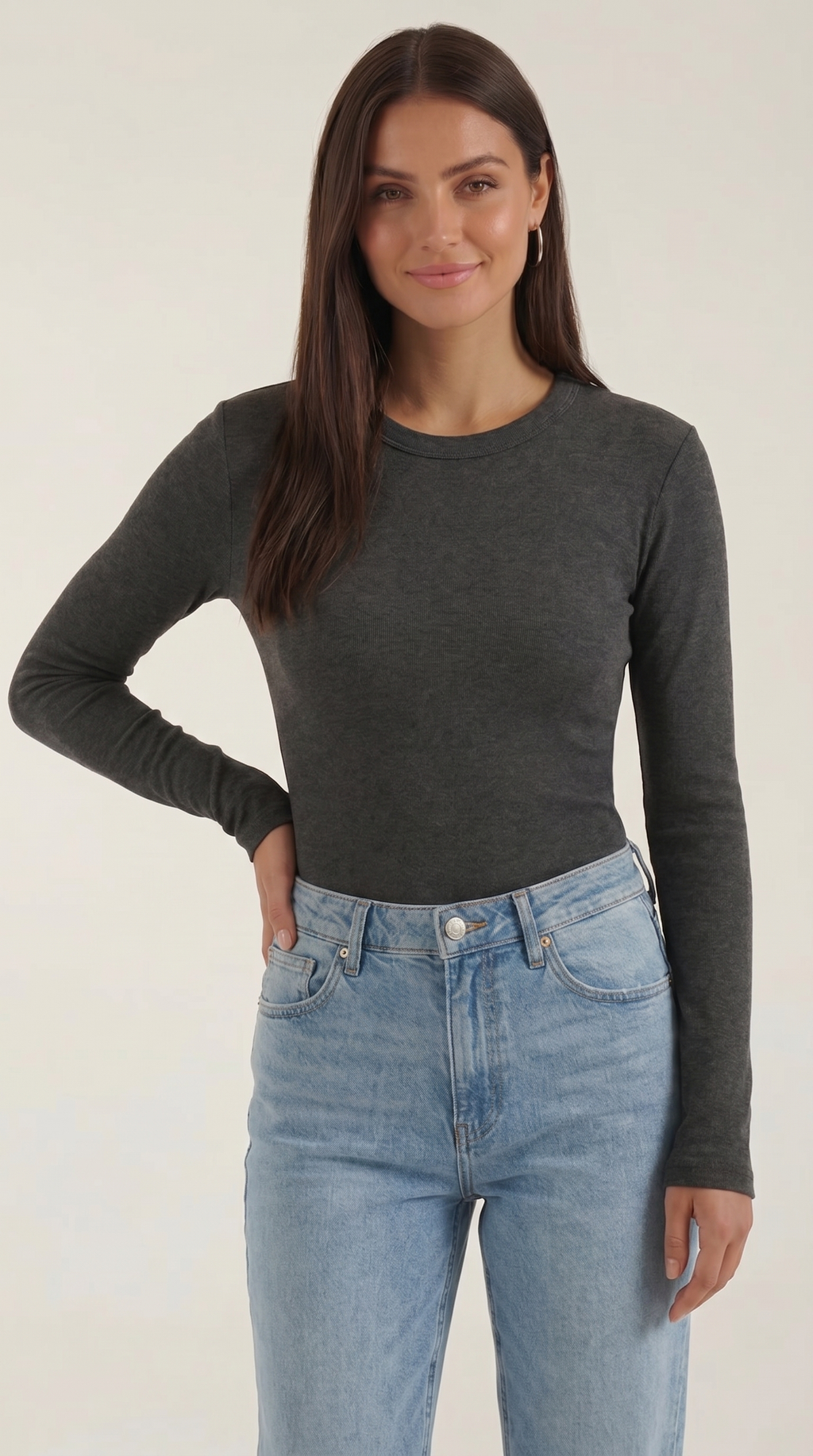 Langarmshirt mit gerippter Struktur