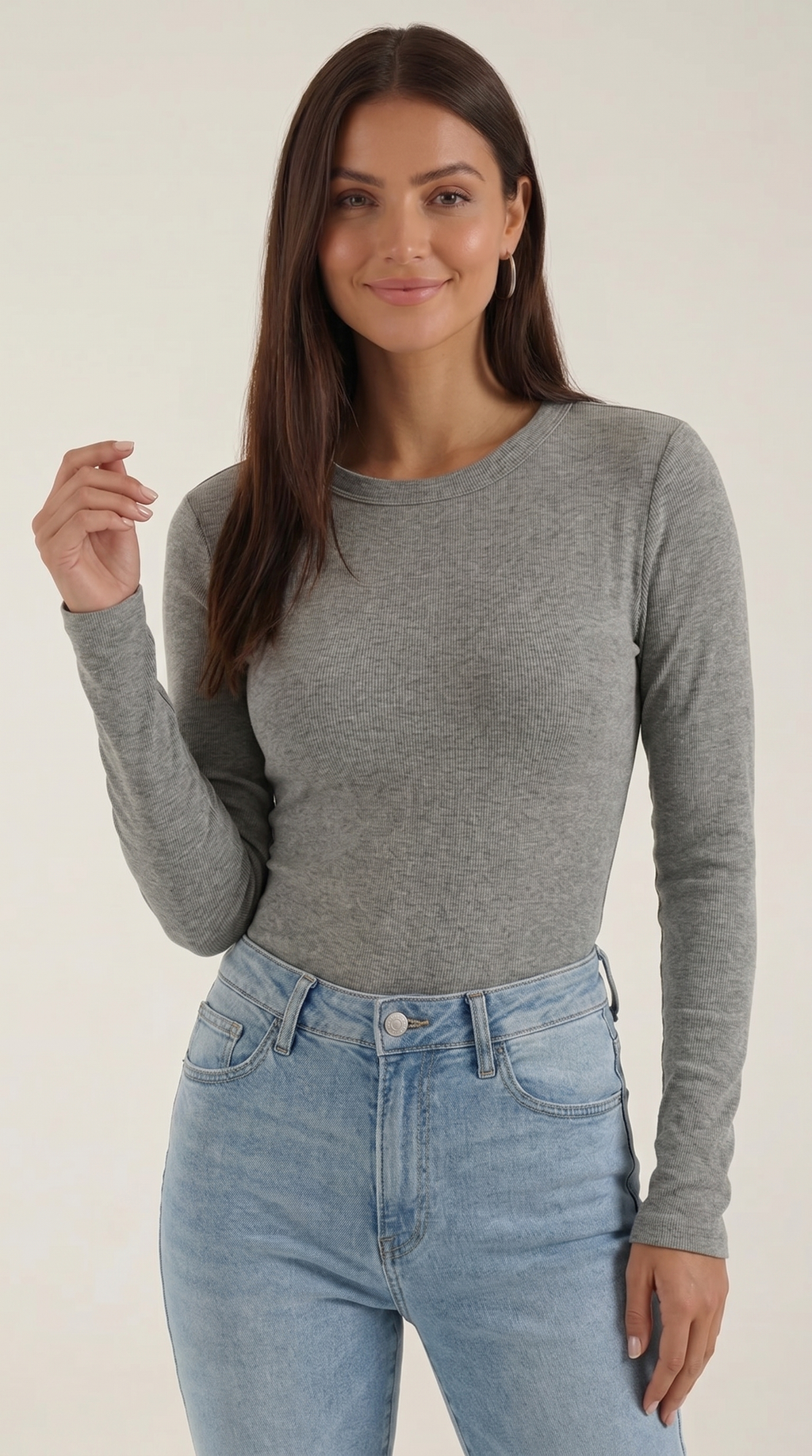 Langarmshirt mit gerippter Struktur
