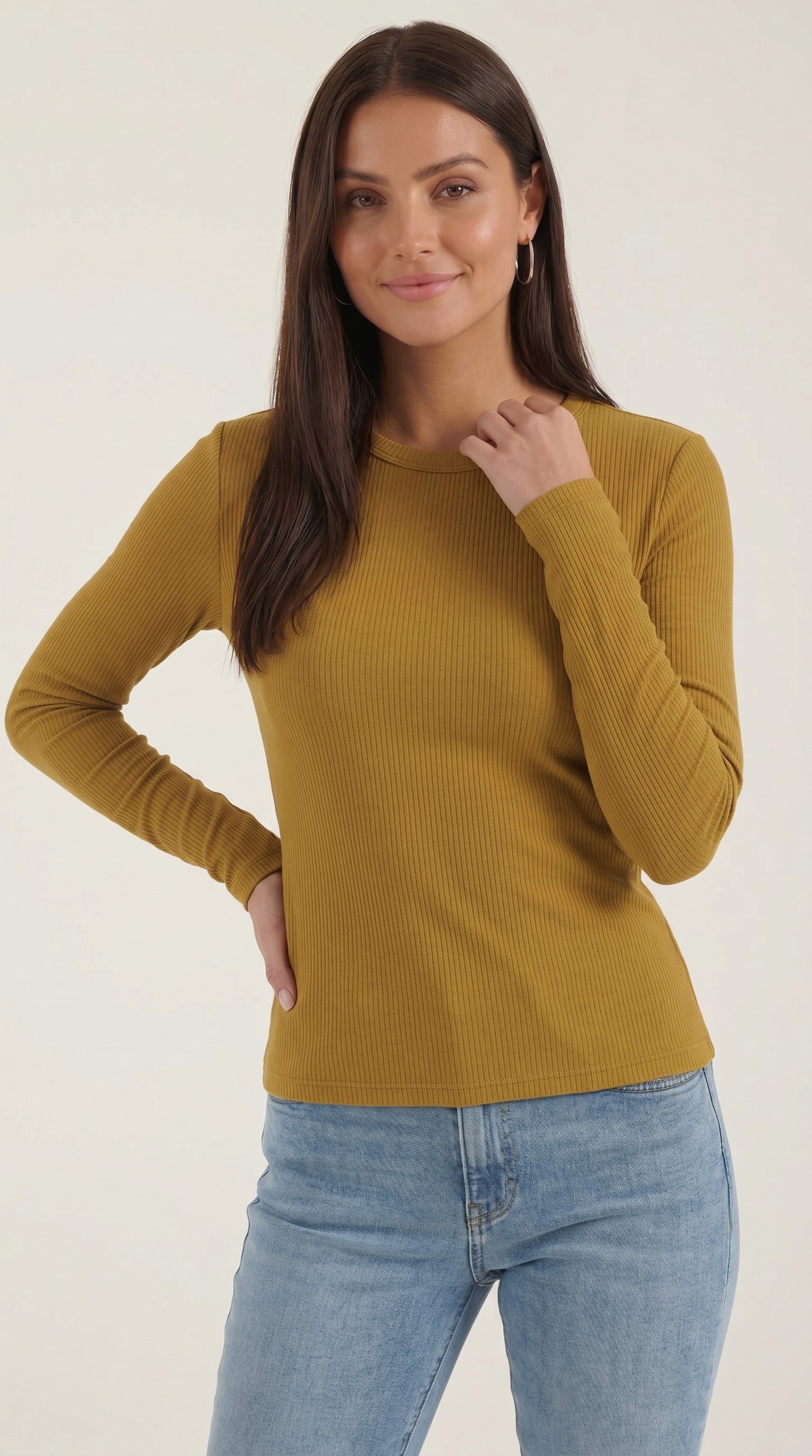 Langarmshirt mit gerippter Struktur