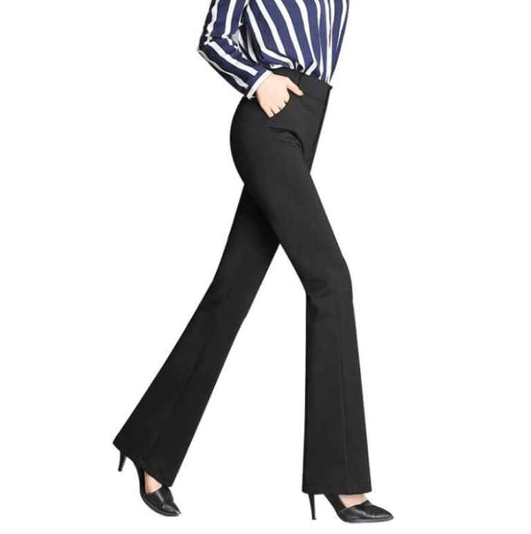 Elegant women's fabric pants high waist | Wide-cut business pants with A-line | Wrinkle-free pants for office and leisure
