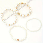 Levana - Stilvolles 4er-Set Armbänder mit Kunstperlen | Zeitlose Eleganz