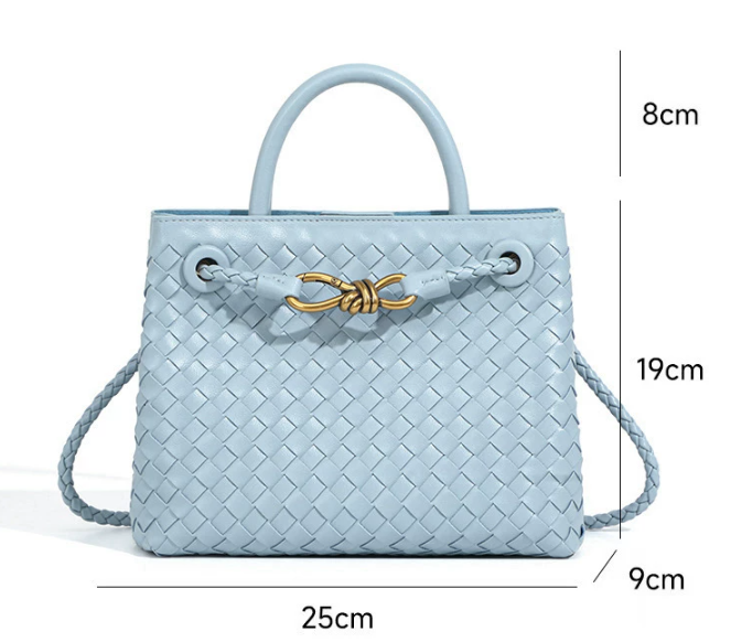 Braided Handbag for Women | Stylish Crossbody Bag with Braided Look Made of Vegan Leather with Gold Details and Shoulder Strap