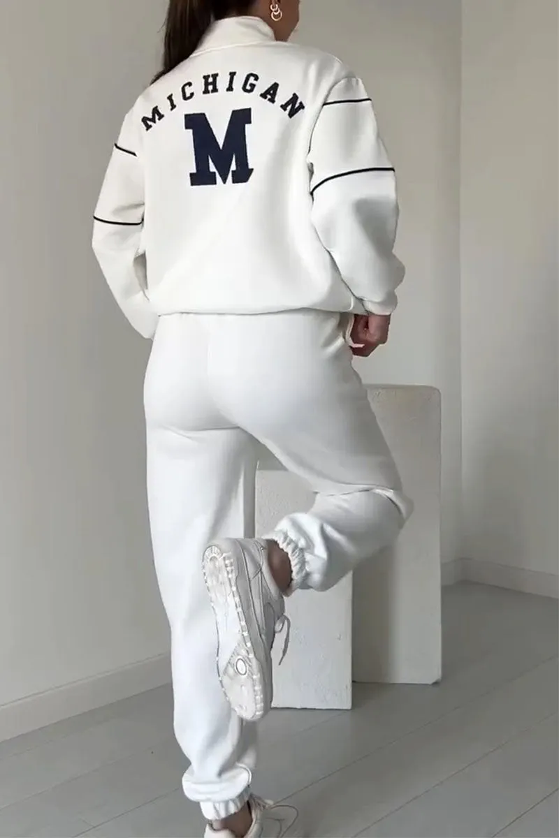 Damen Trainingsanzug Set mit Half-Zip Sweater und Kontraststreifen | Sportlicher Zweiteiler im Relaxed Fit für Alltag und Freizeit