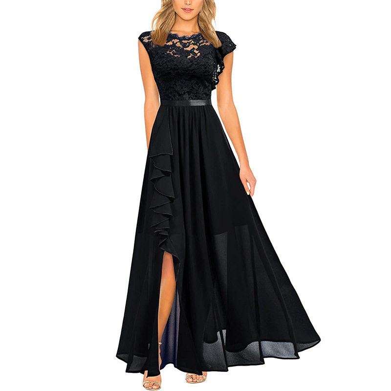 Elegantes Maxi-Chiffonkleid mit Blumenmuster und V-Ausschnitt
