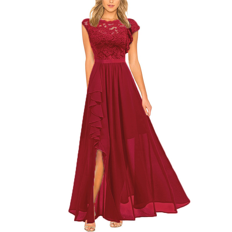Elegantes Maxi-Chiffonkleid mit Blumenmuster und V-Ausschnitt