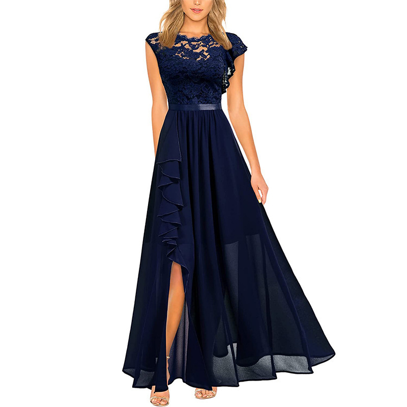 Elegantes Maxi-Chiffonkleid mit Blumenmuster und V-Ausschnitt