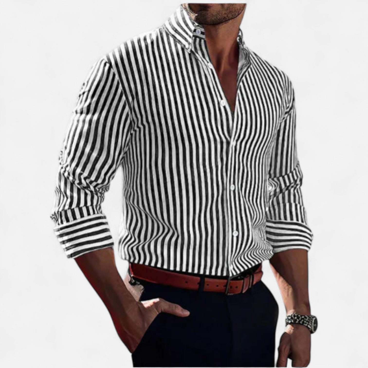 Striped men's shirt – Classic design with timeless pattern and refined fit