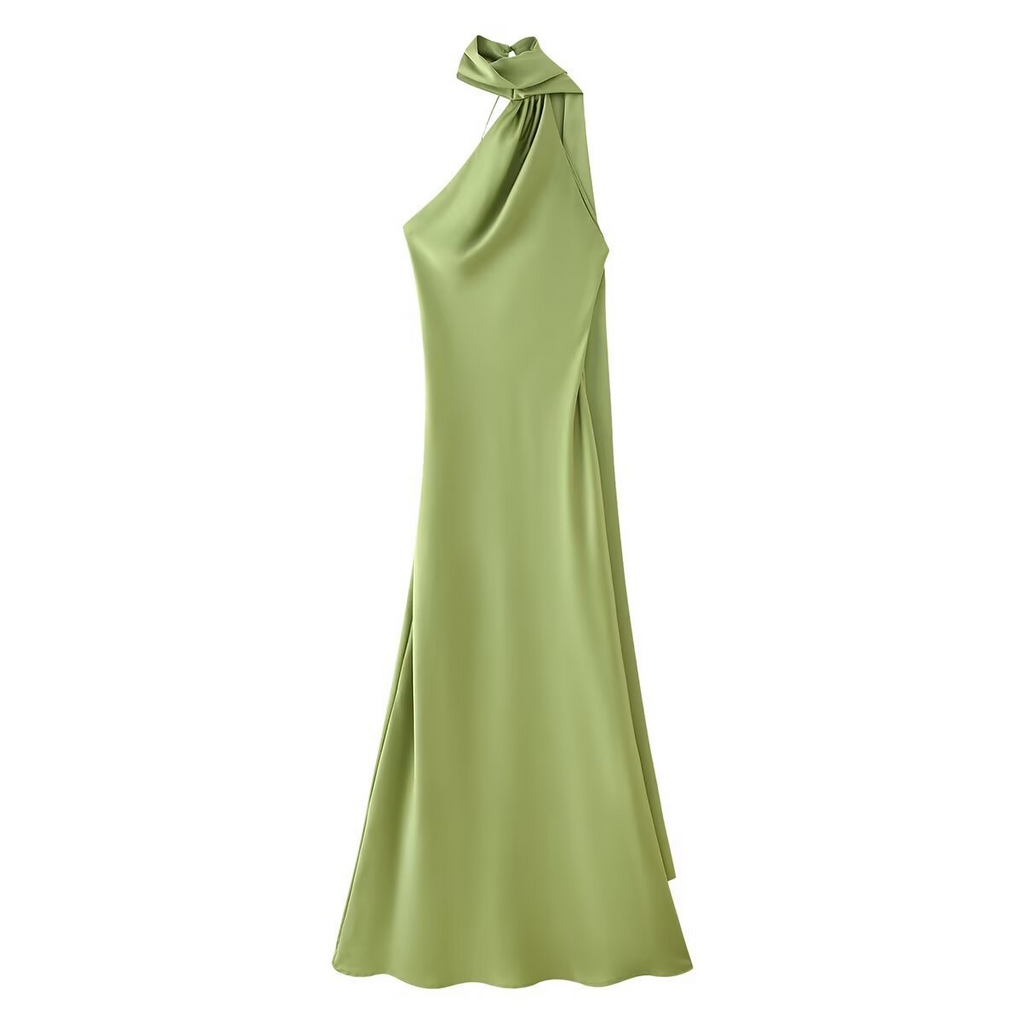 Luxurious satin maxi dress for festive occasions