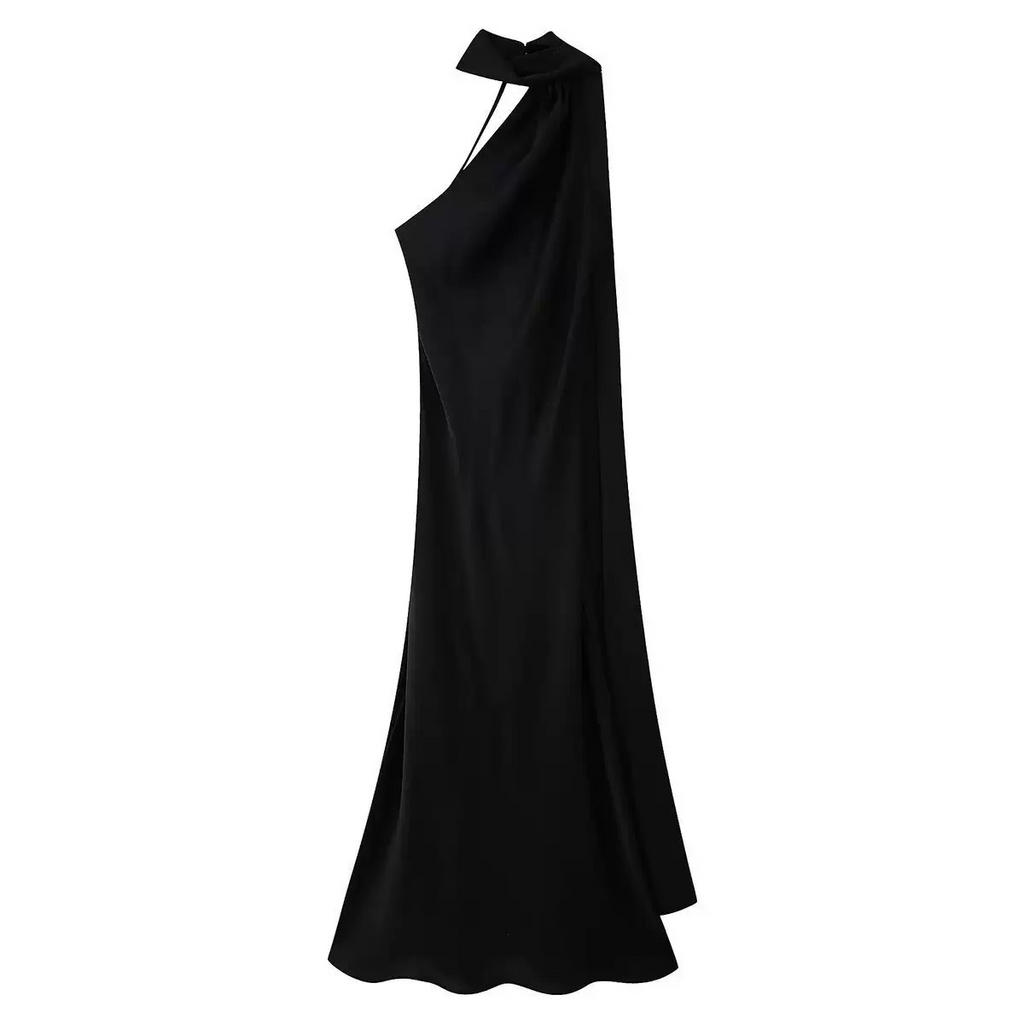 Luxurious satin maxi dress for festive occasions