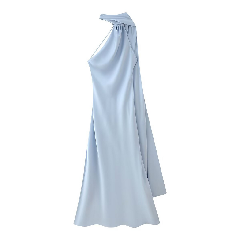 Luxurious satin maxi dress for festive occasions