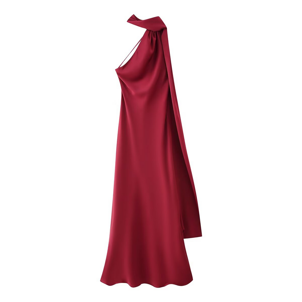 Luxurious satin maxi dress for festive occasions
