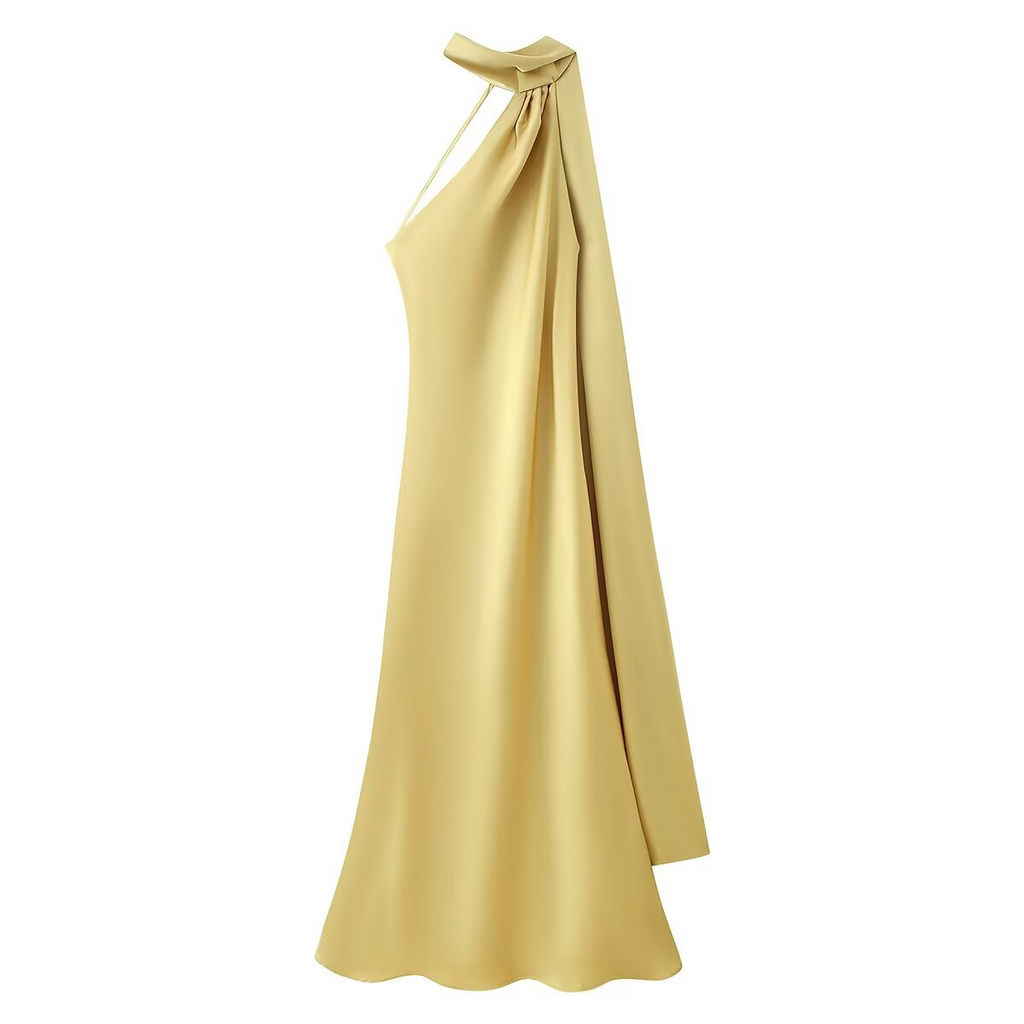 Luxurious satin maxi dress for festive occasions