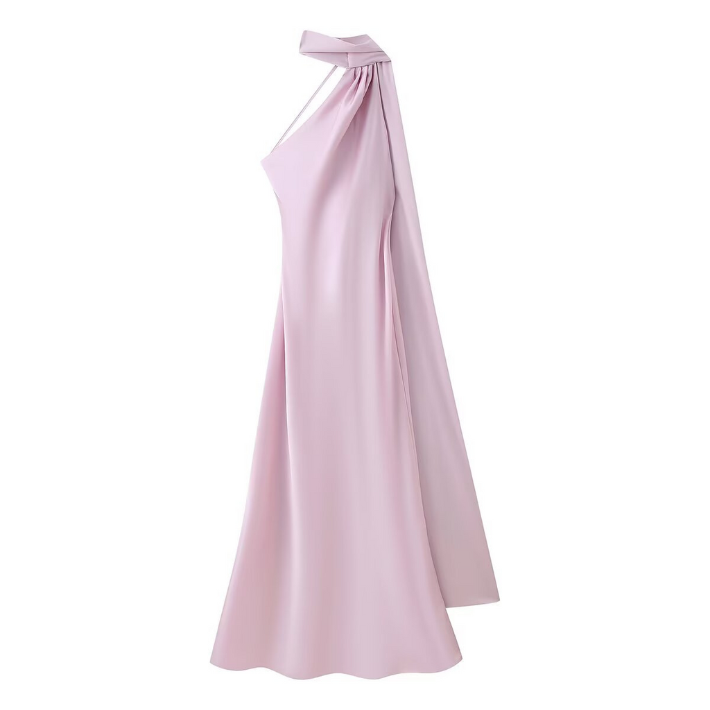 Luxurious satin maxi dress for festive occasions