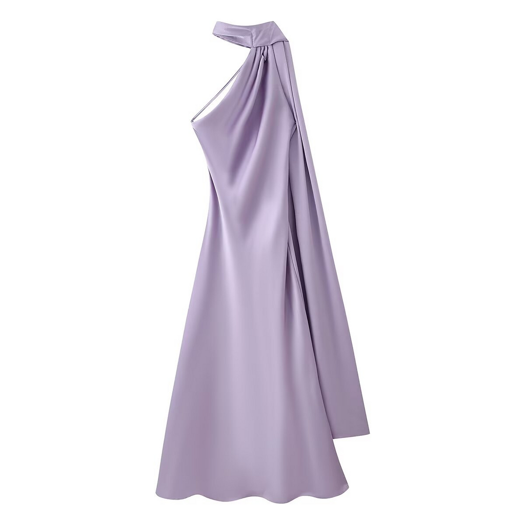 Luxurious satin maxi dress for festive occasions