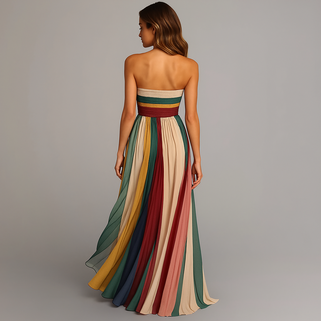 Trägerloses Plissee-Maxikleid für Damen