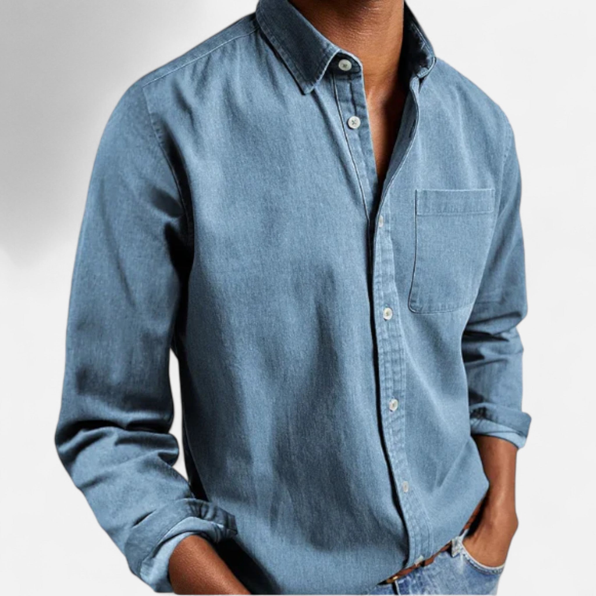 Classic men's denim shirt made from premium cotton