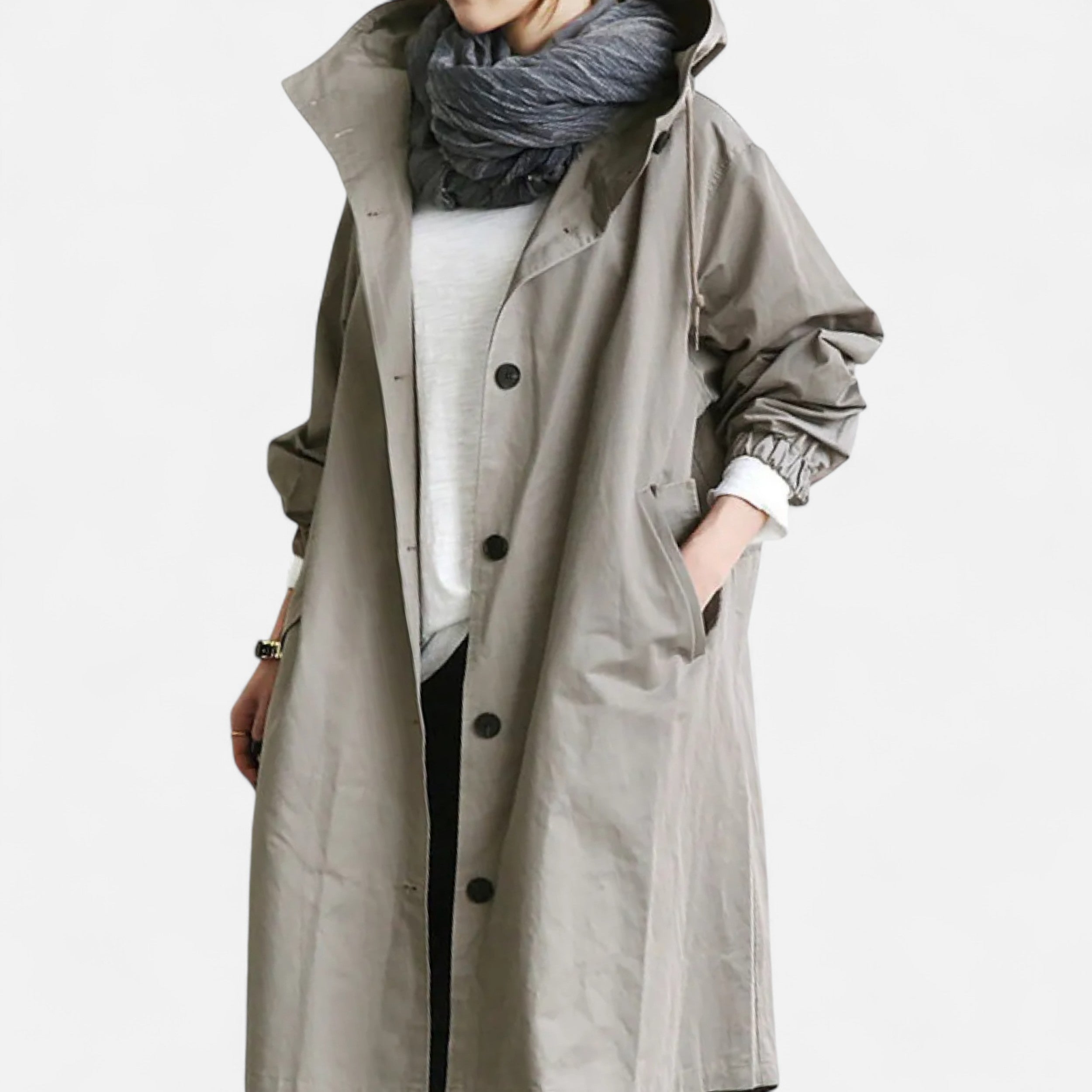 Zeitloser wasserdichter Damen-Trenchcoat mit Kapuze