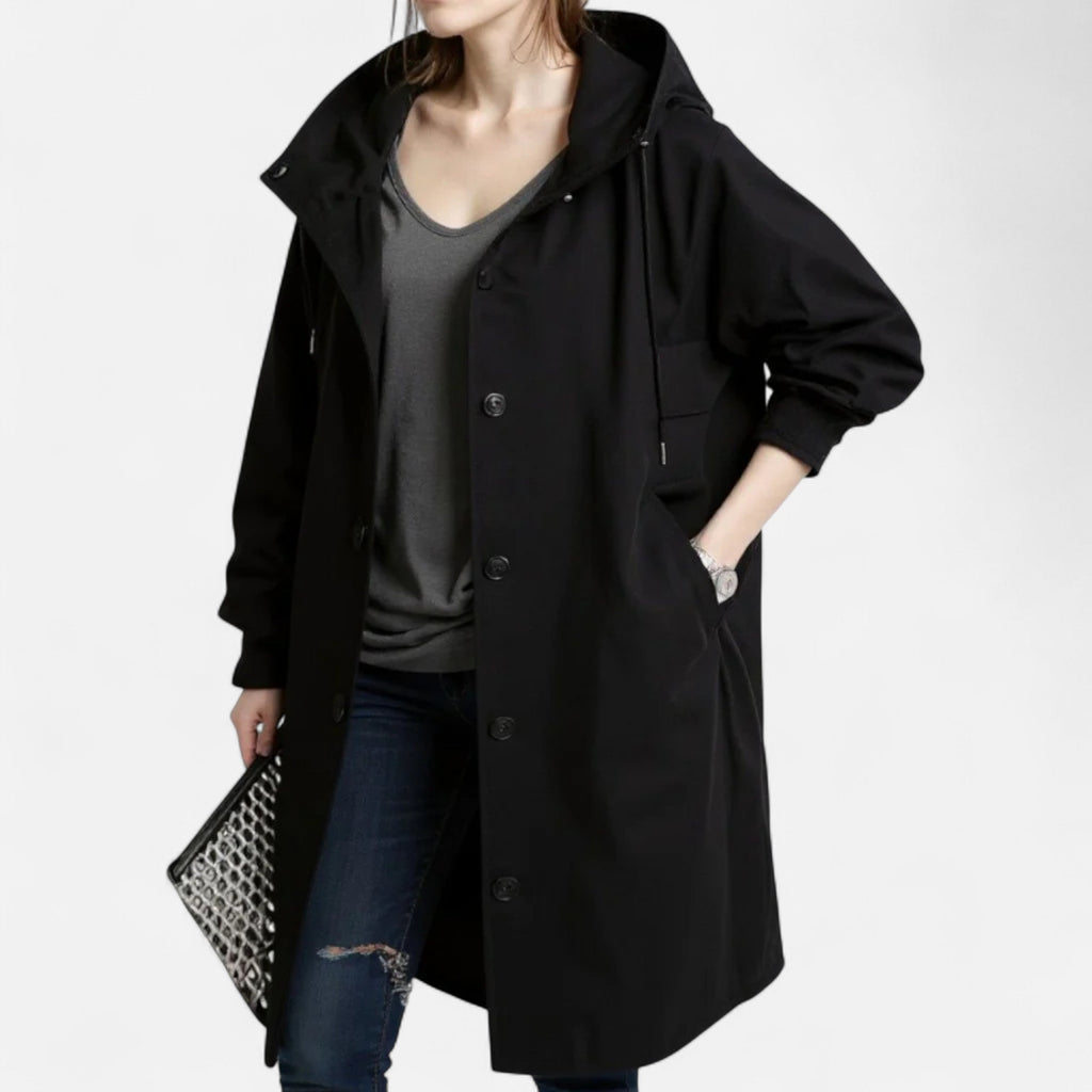 Zeitloser wasserdichter Damen-Trenchcoat mit Kapuze