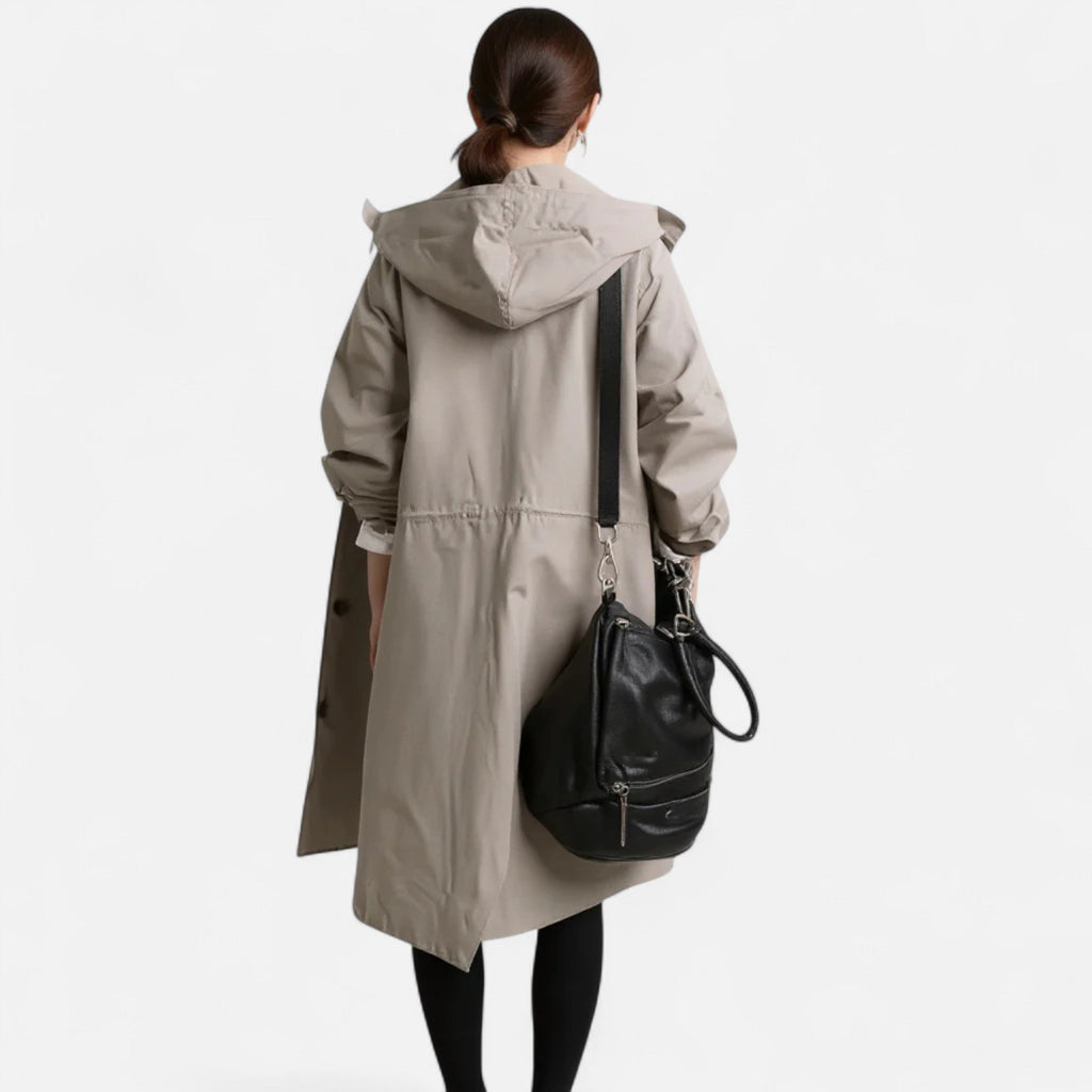 Zeitloser wasserdichter Damen-Trenchcoat mit Kapuze