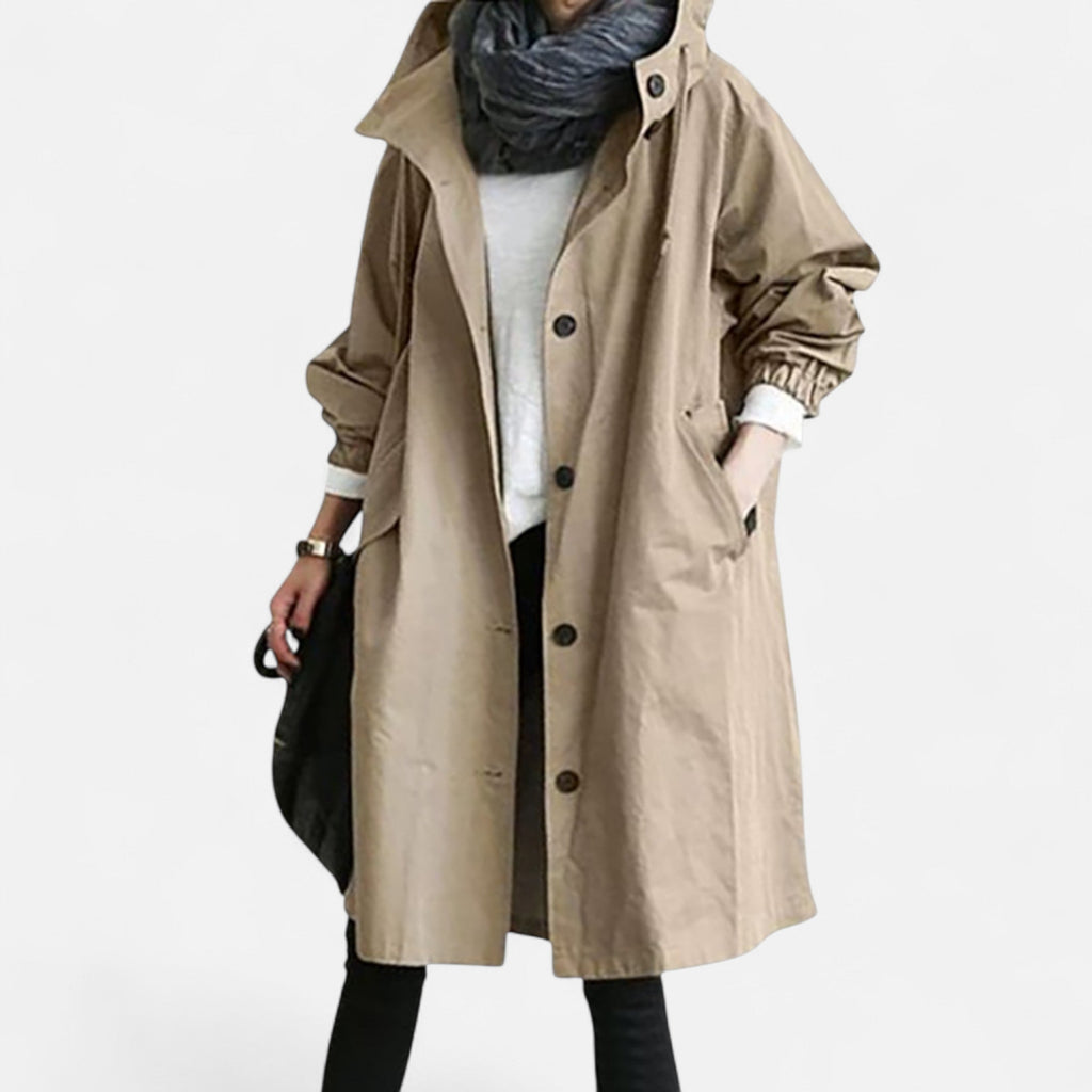 Zeitloser wasserdichter Damen-Trenchcoat mit Kapuze