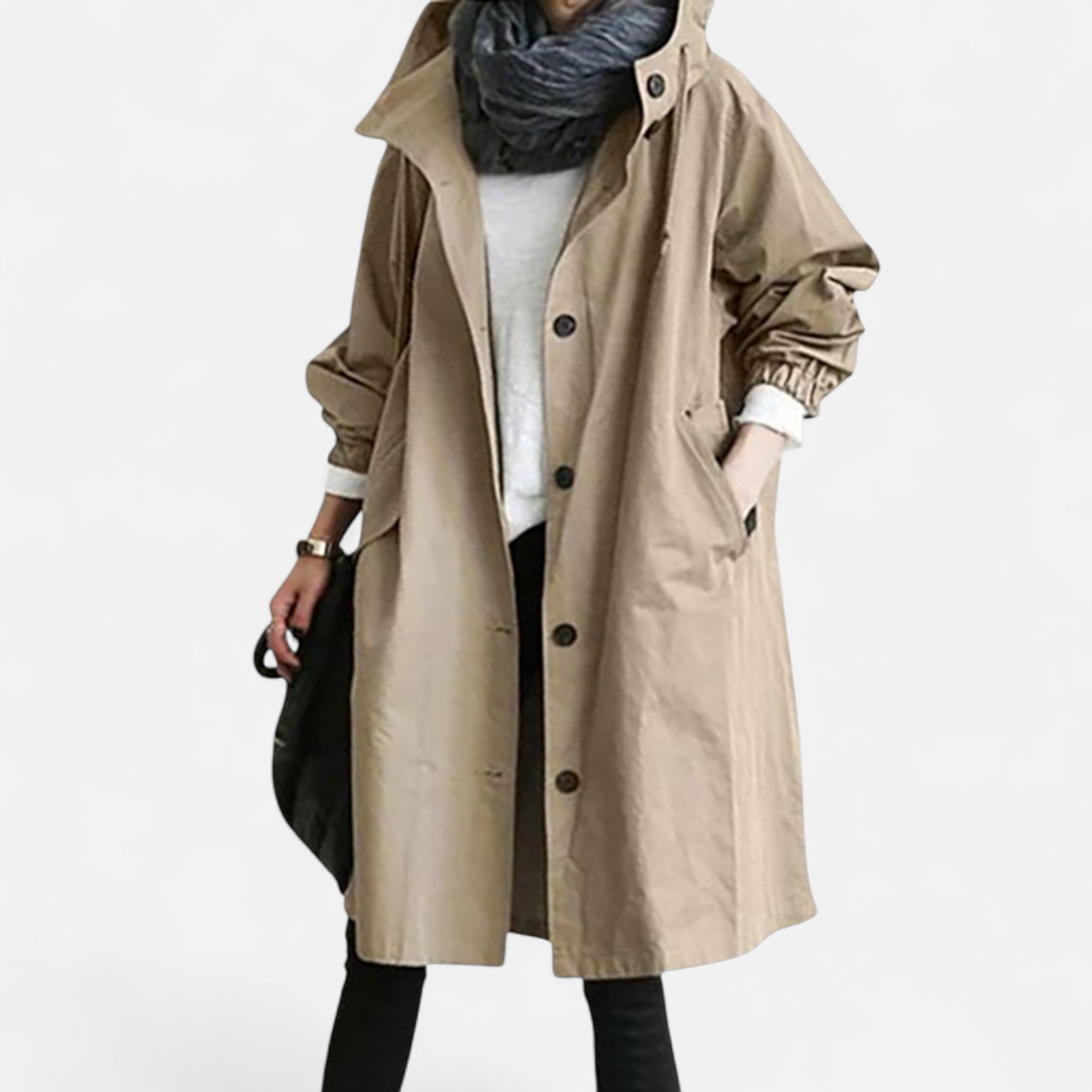 Zeitloser wasserdichter Damen-Trenchcoat mit Kapuze