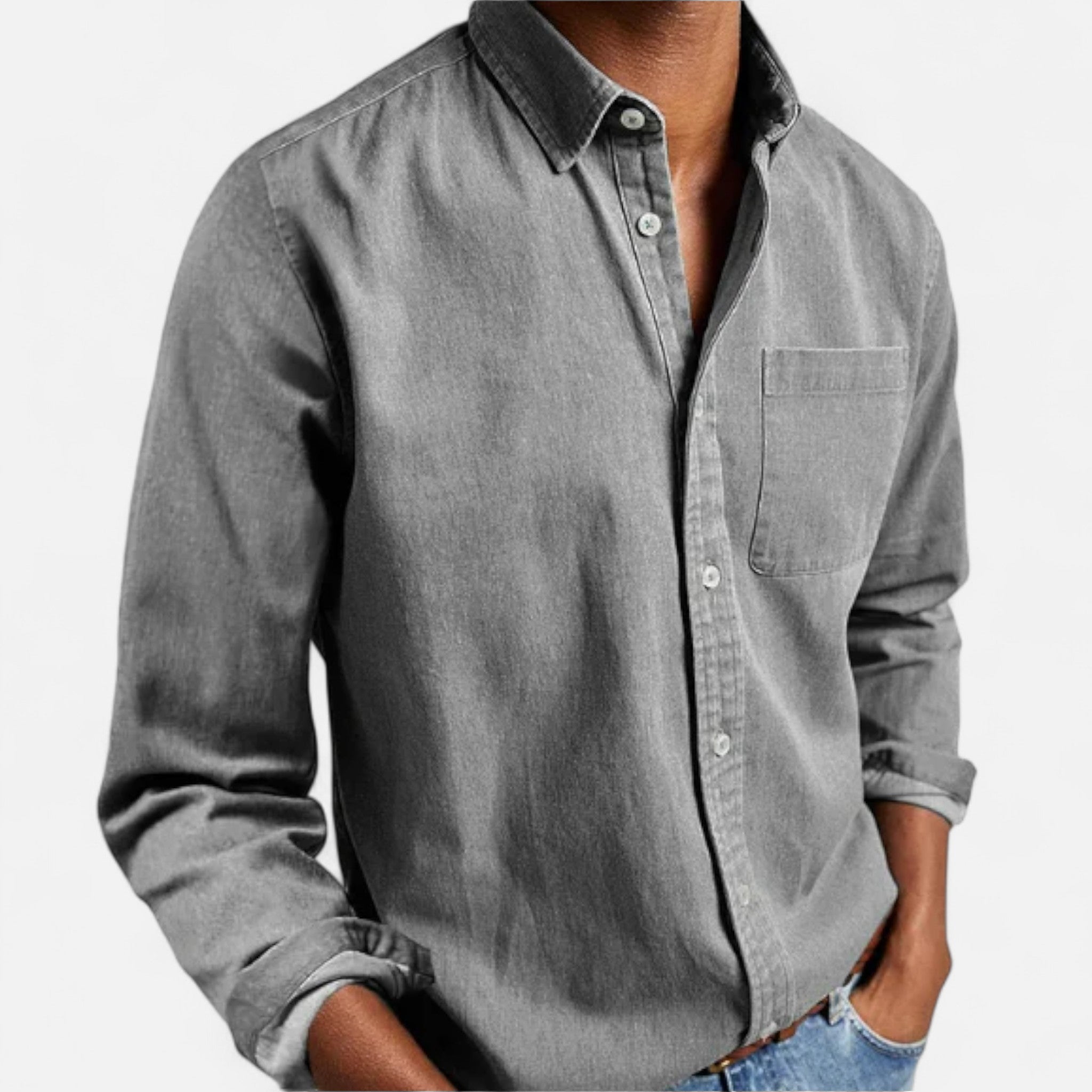 Classic men's denim shirt made from premium cotton
